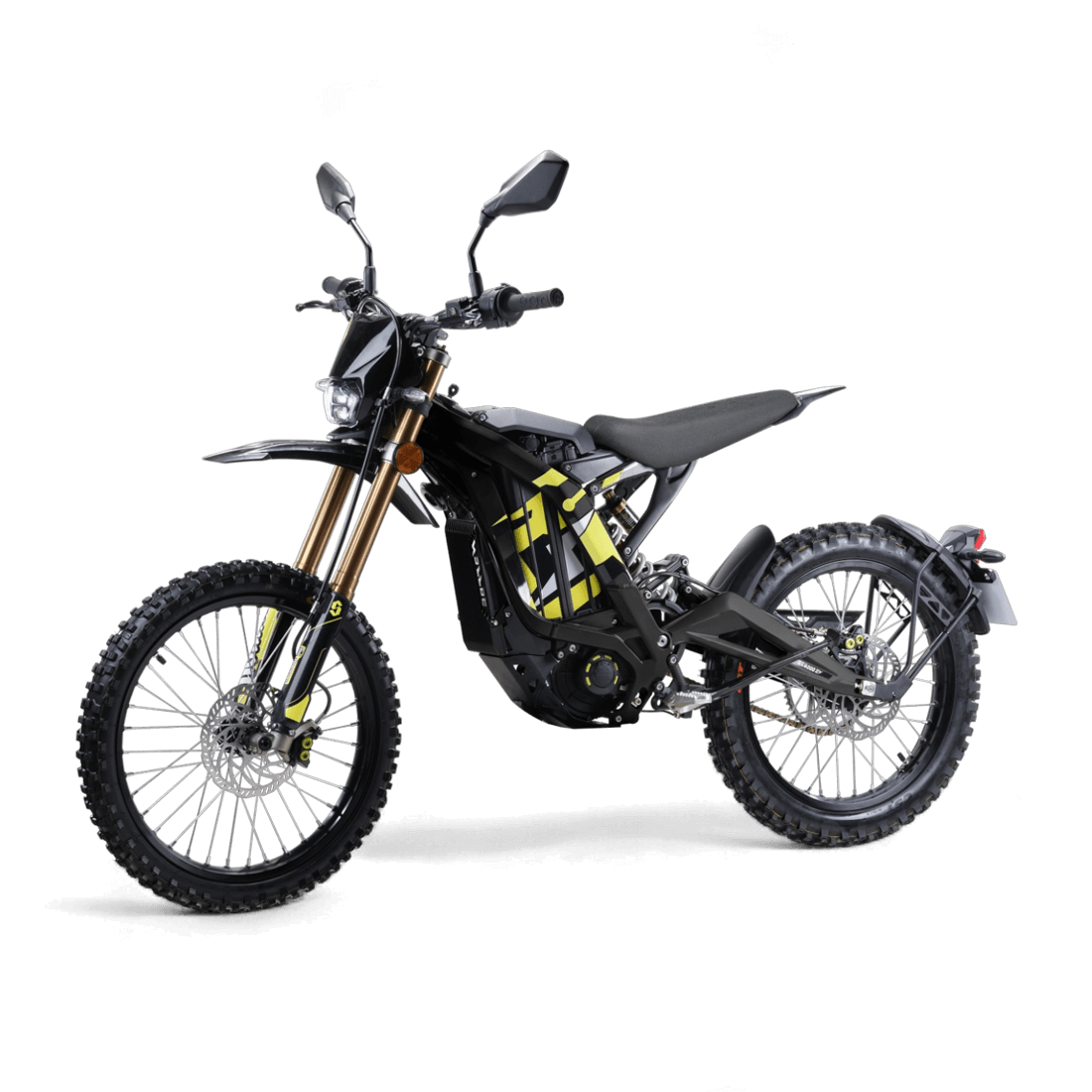 Moto electrique Surron Light Bee noire en configuration tout terrain vue de profil